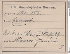 Etiketten zu Cerussit (NHMW-MIN-Ac853)